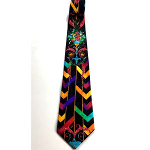 Rush Limbaugh No Boundries 90's Silk Tie Multicolor Floral Bouquet in Vase
